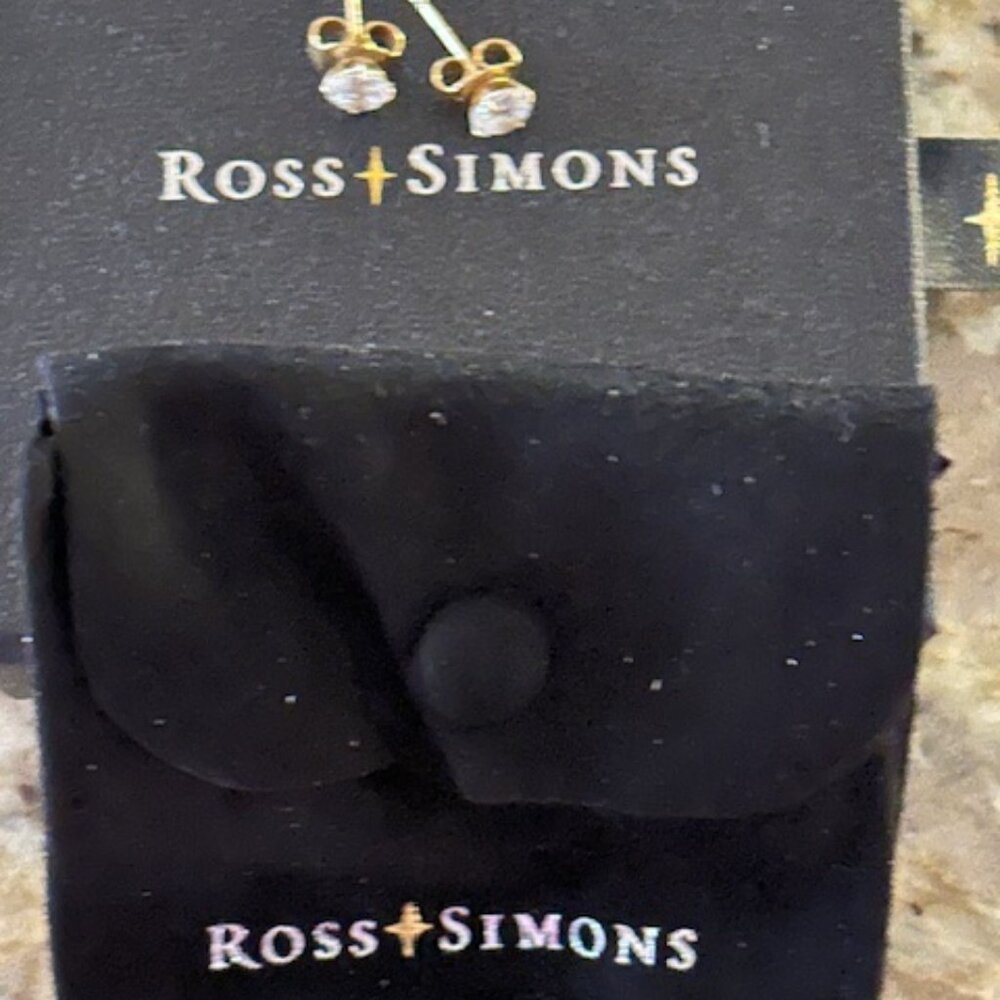 Ross-Simons Round CZ Stud Earrings in 14kt Yellow Gold - Picture 3 of 7
